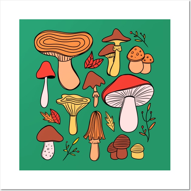 Autumn Mushrooms Wall Art by grrrenadine